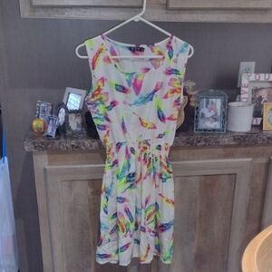 Colorful Feather Print Dress